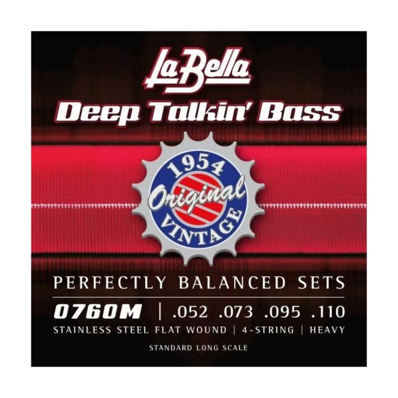 La Bella 0760M Deep Talkin' 1954 Original Vintage Stainless Steel Flat Wound, Bass Guitar String 52-110